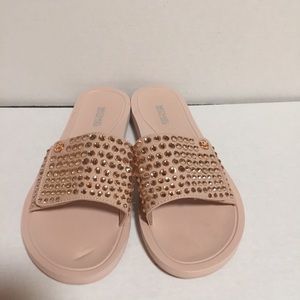 Michael Kors slide on crystal studded shoes NWOT
